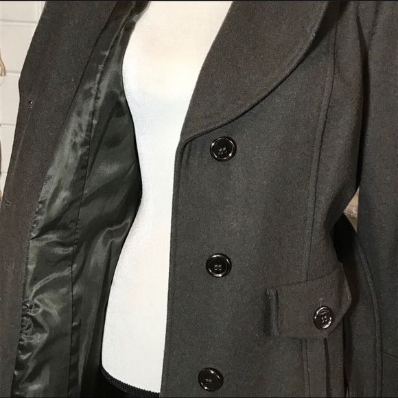 ANTONIO MELANI Charcoal Green Wool Peacoat - Picture 2 of 6